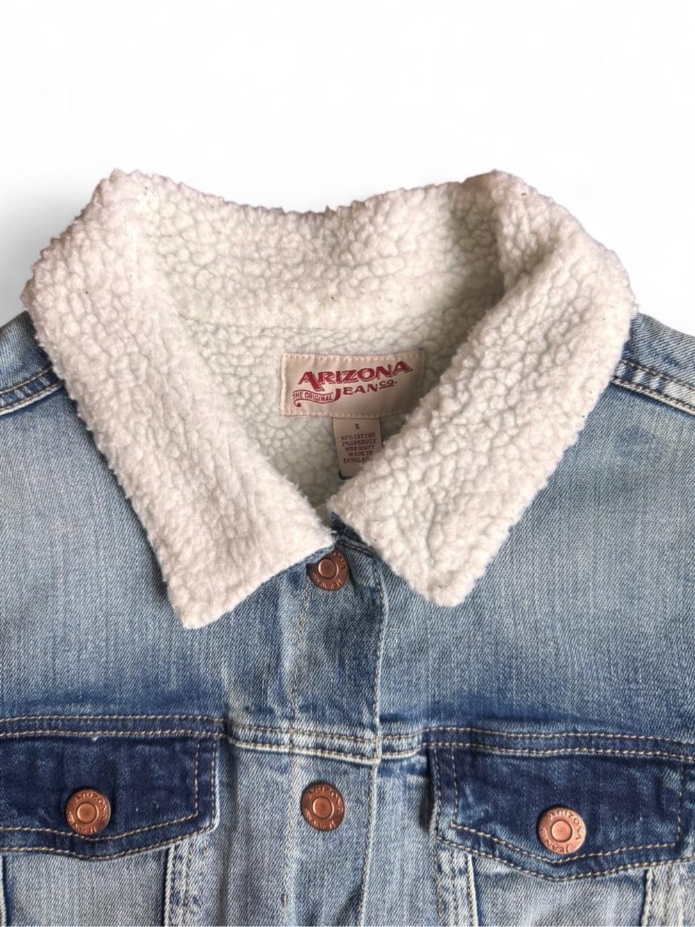 Light Blue Denim Jacket with White Sherpa Collar
